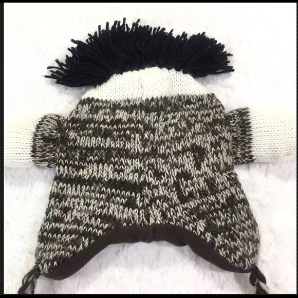 Beanie Fuzzy Tassels Brown Sock Monkey Warm Winter - Picture 5 of 7